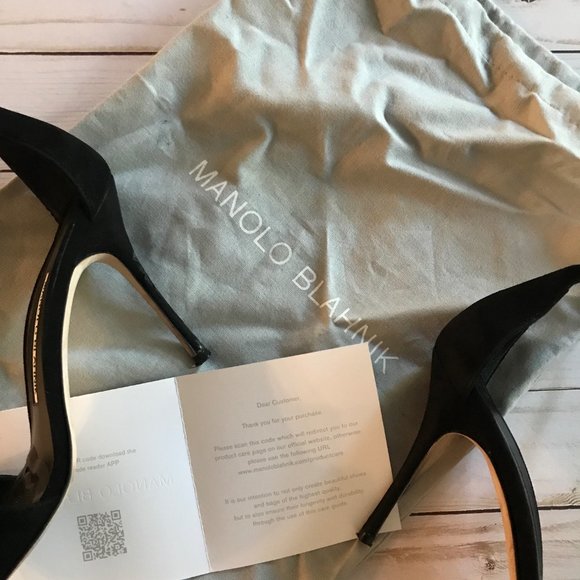 Manolo Blahnik Tres Ankle Strap Sandal Black Suede Sz 38 - Picture 10 of 10